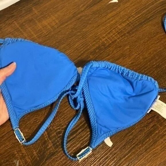 C5 Women’s Heidi Klein Blue Triangle Swim Bikini Top EUC Size Large - Picture 5 of 5